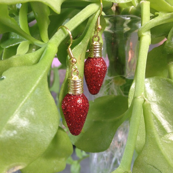Glittery Red Festive Holiday/Christmas Earrings - Picture 1 of 2